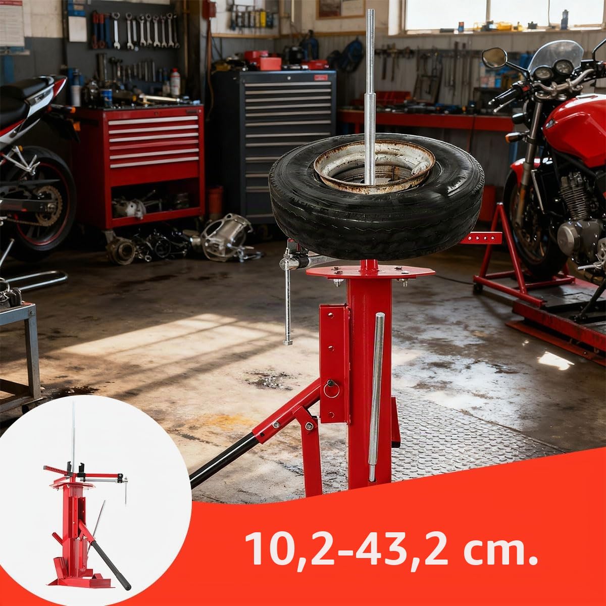 Universelles Reifenmontiergerät 4" bis 17", Reifenmontagegerät aus Stahl zur Manuellen Montage und Demontage, Reifenmontagegerät Reifenmontagemaschinen Motorrad PKW