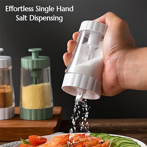 Miniatura 2 de Salero y pimentero mejorado, salero y condimento, recipiente de sal, dispensador de sal para cocina, juego de salero y pimienta (1 verde)
