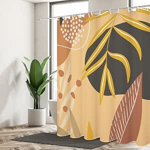 GiuMsi 72x72 Inch Boho Leaf Shower Curtain - Waterproof Sage Green With Arch Sun Design