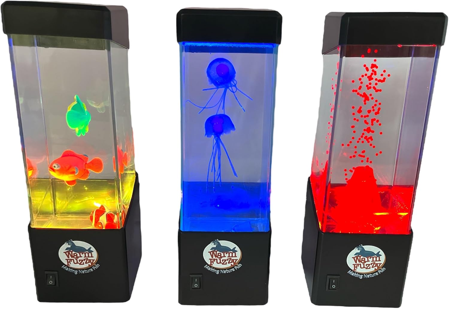 WARM FUZZY Toys (1) Clownfish Lamp - Battery-Powered and USB Color-Changing Lava Lamp for Positive Energy - Perfect Home Office Décor or Gift for Kids