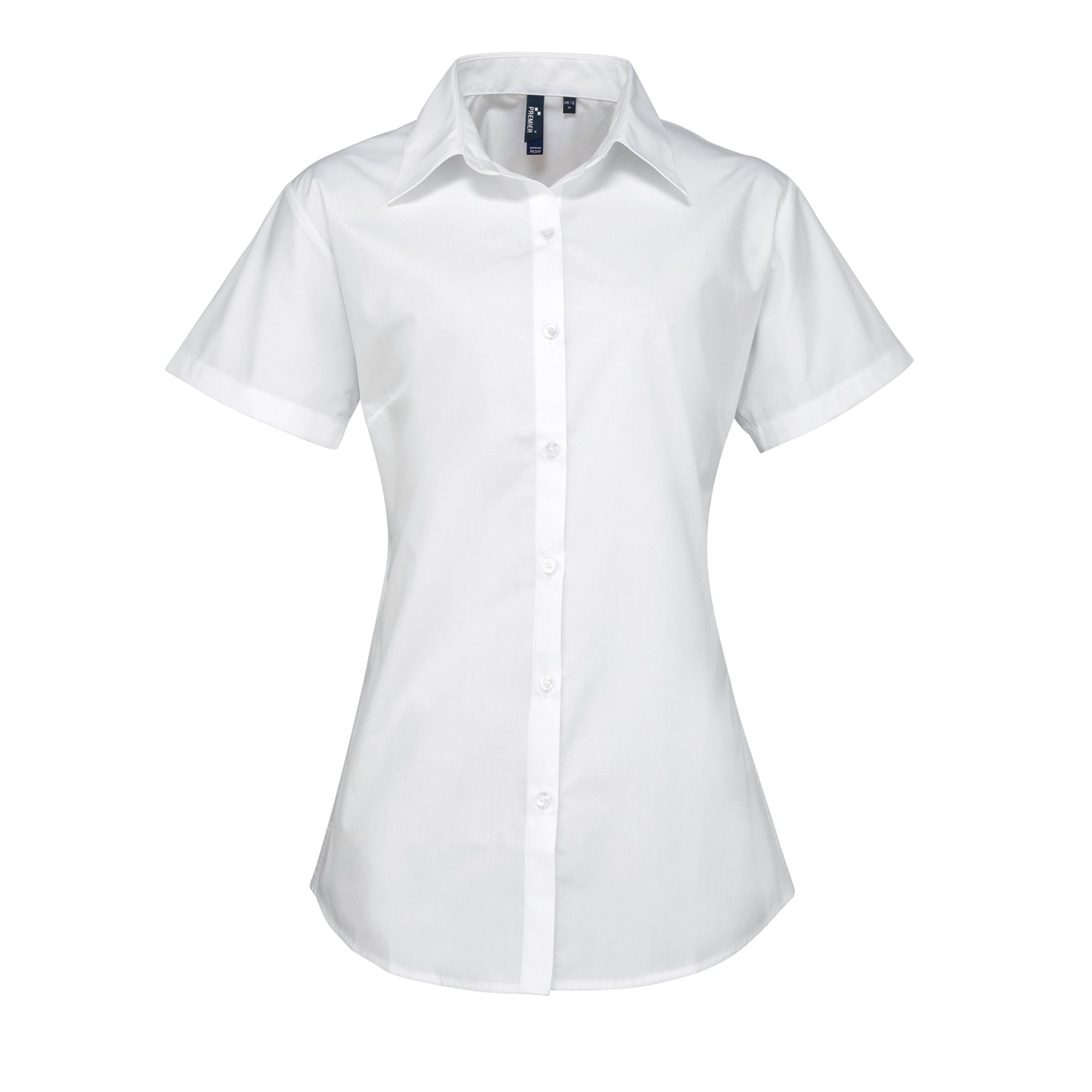 Premier Womens/Ladies Supreme Heavy Poplin Short Sleeve Work Shirt (18) (White)