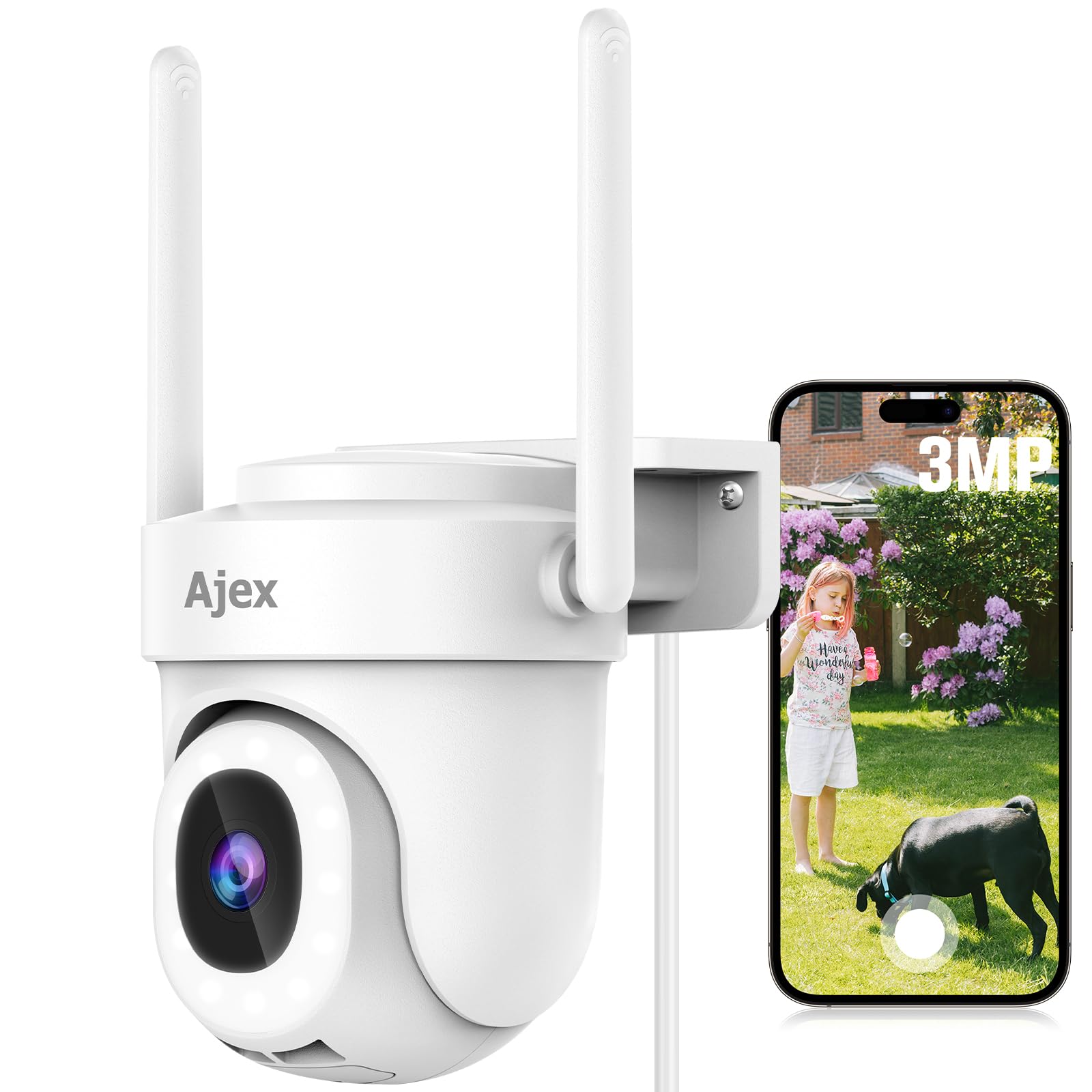 Caméra de sécurité extérieure Ajex PTZ 3 MP avec projecteur 300 lm et WiFi dual-band