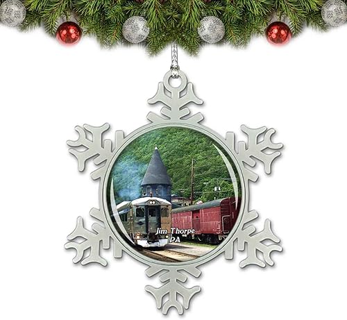 Jim Thorpe Railway Pennsylvania USA Adorno de Navidad Decoración de árbol de cristal Metal recuerdo regalo Jim Thorpe Railway Pennsylvania USA Adorno de Navidad Decoración de árbol de cristal Metal recuerdo regalo