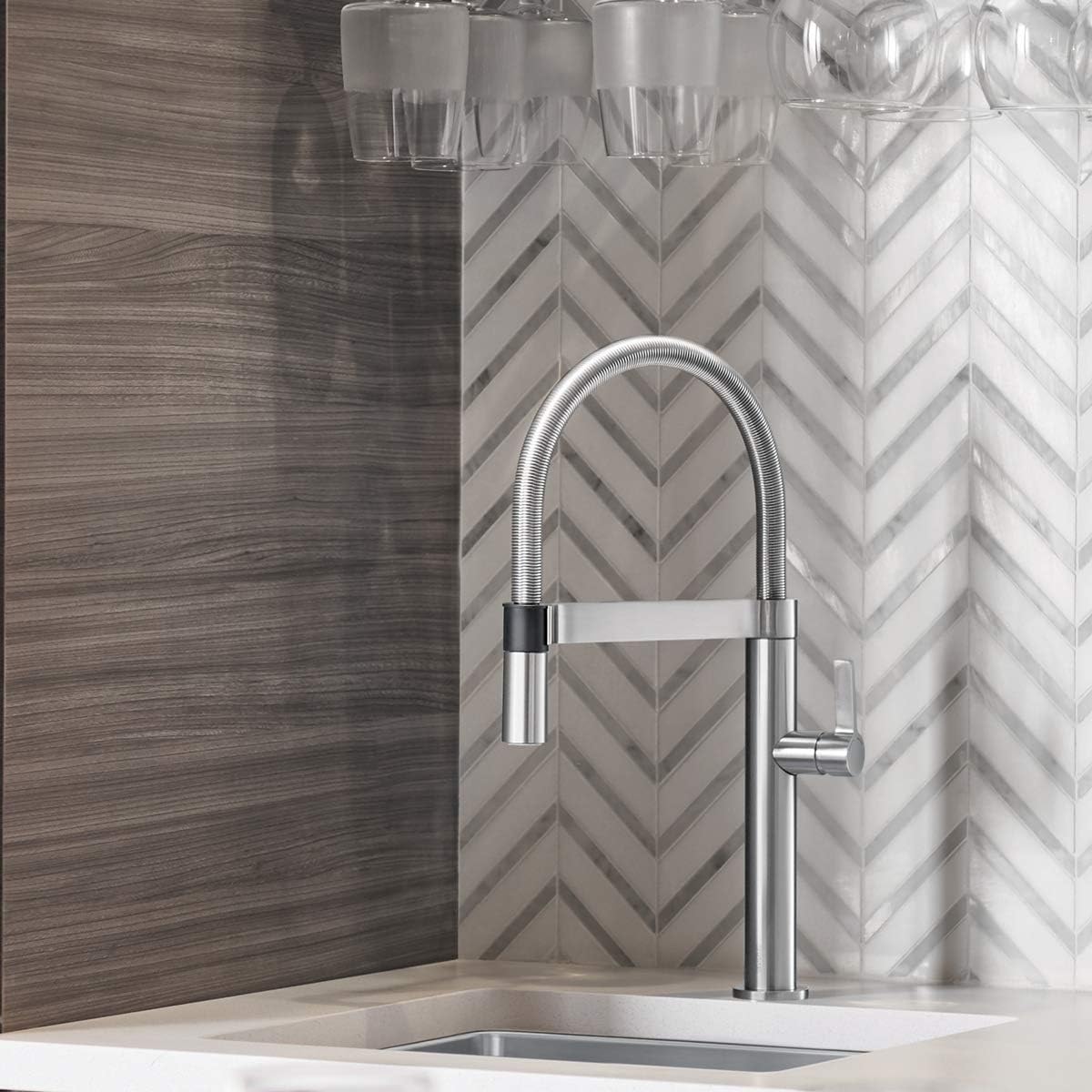 Tор Rаtеd BLANCO, Satin Nickel 441623 CULINA MINI Semi-Pro Kitchen Faucet with Magnetic Handspray, 2.2 GPM