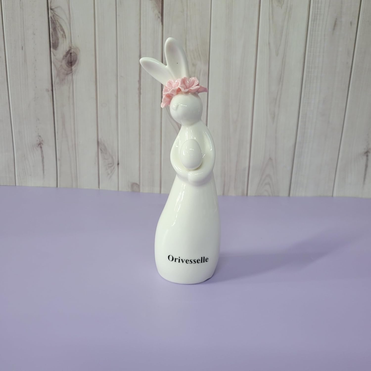 Orivesselle Ceramic figurines Floral-Patterned Ceramic Rabbit Ornament — Adorable Decorative Rabbit Figurine, Handcrafted-Style Ceramic Accent for Home, Office, and Shelf Decor