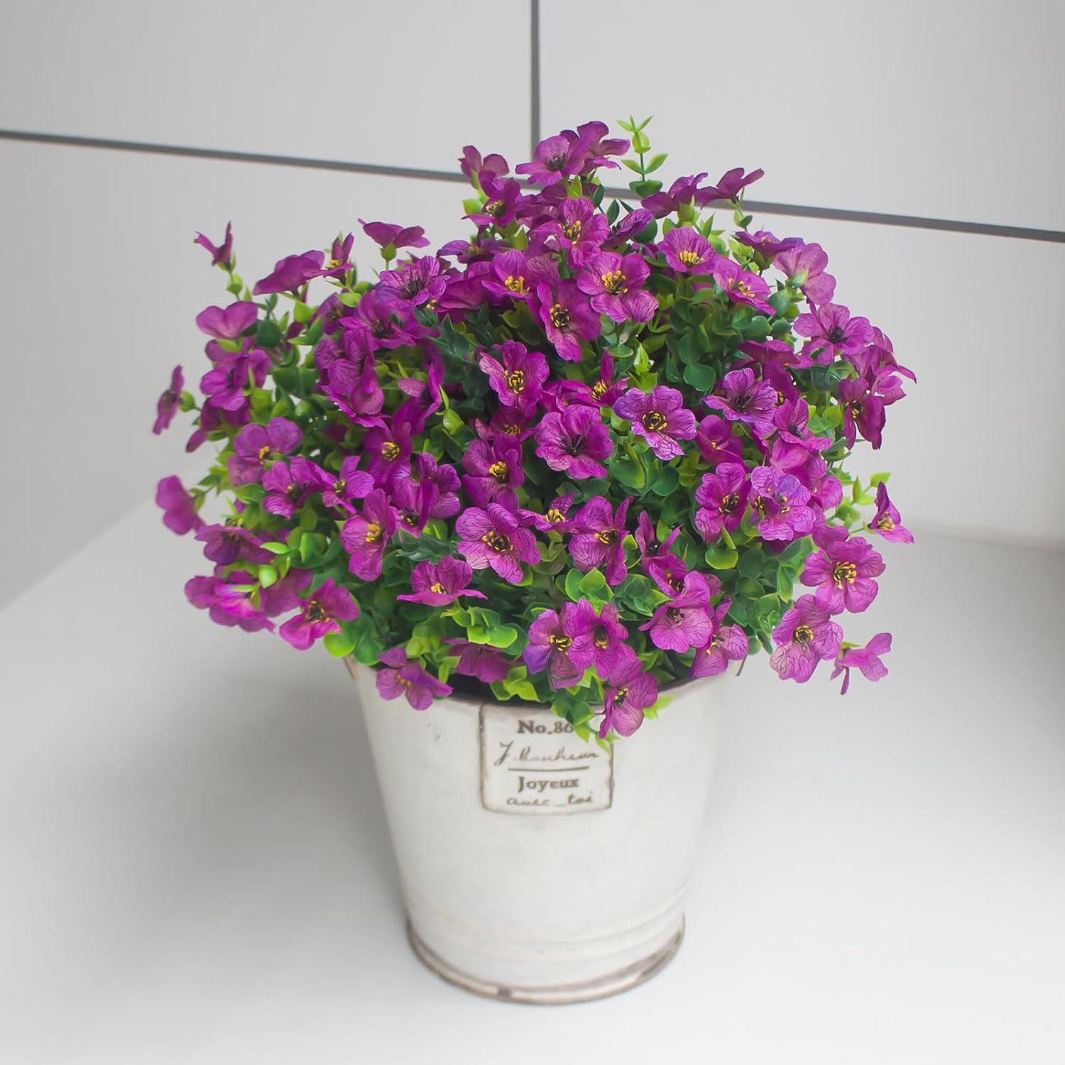 Rose Red Artificial Outdoor Flowers 12 Bundles Silk Fake Daisy Romantic Fake Plants Stems for Garden, Pergola, or Outdoor Party Decor Outside(Purple Daisy) - Image 4