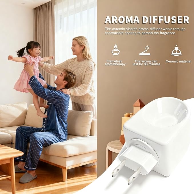 Difusor de Aceites Esenciales de Porcelana Blanco | Difusor Eléctrico de Aromas miniatura 3