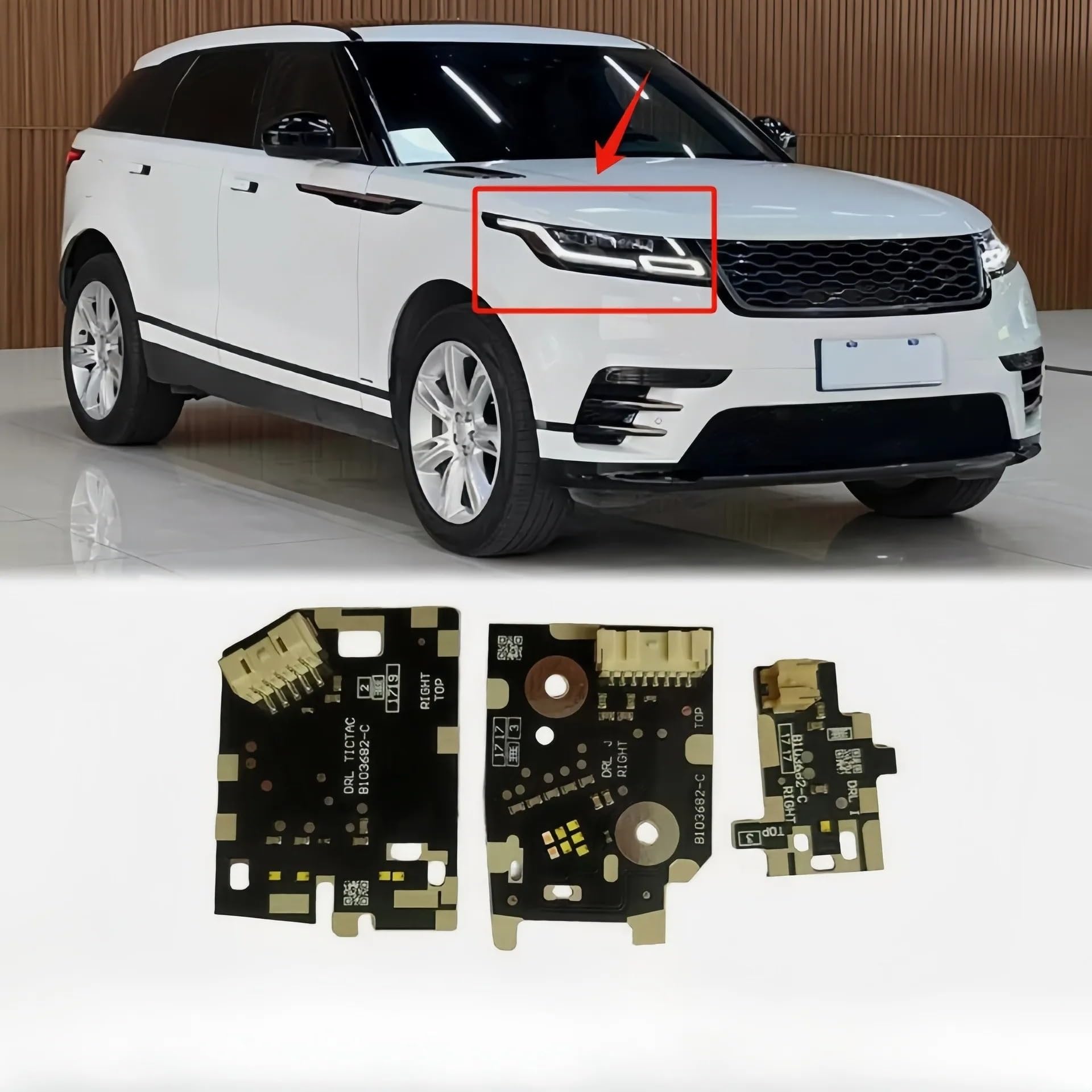Gruppo Ottico Anteriore Auto Per Land Per Rover Velar 2017 2018 2019 2020 2021 2022 Faro LED DRL Schede Luce Di Marcia Diurna OEM B101672-C B101682-C Fari(3pcs for Left light)
