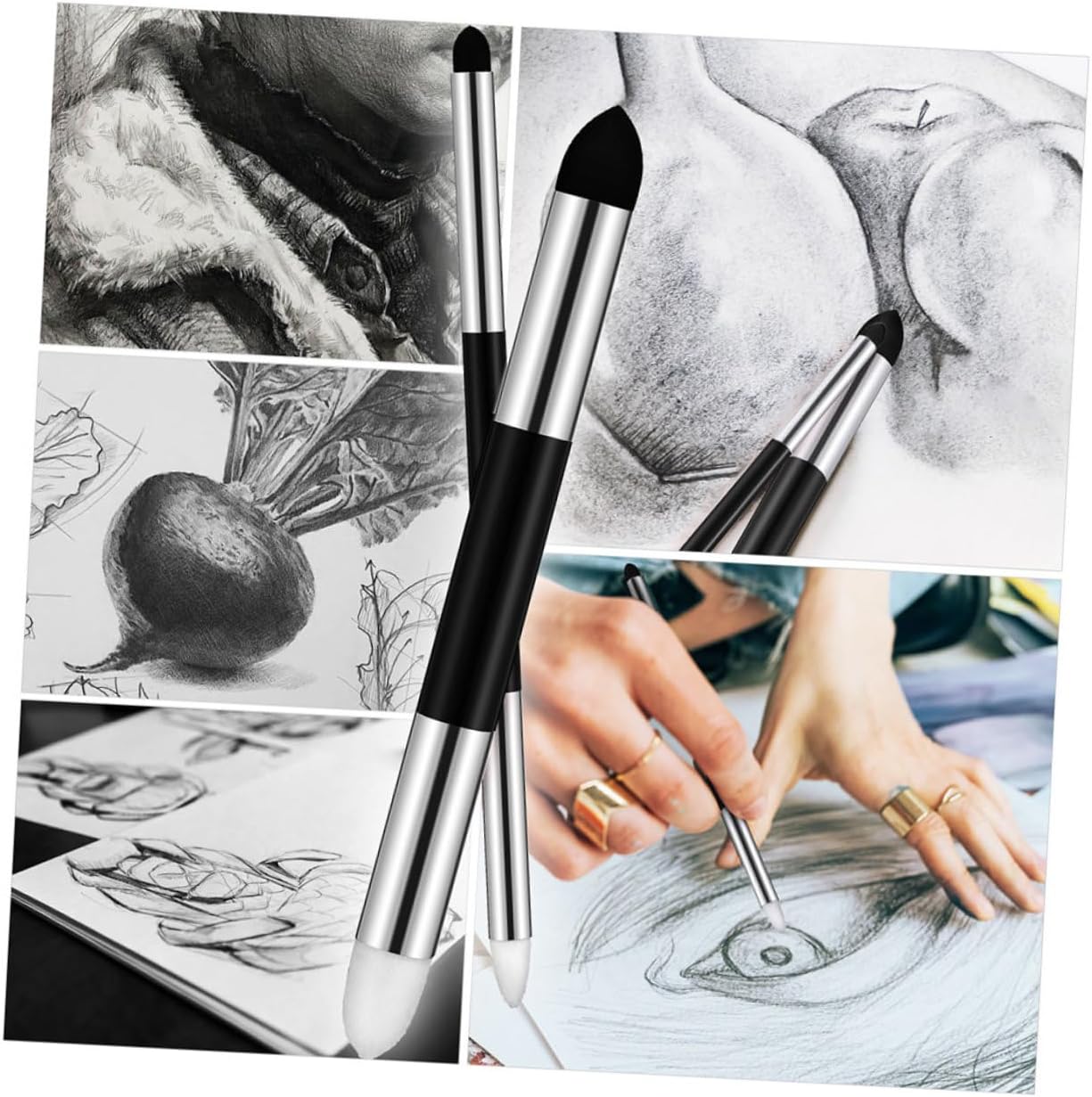 Generic 8pcs Double Headed Blending Sponge Pen Multipurpose Blender Pencil for Pastel Drawing and Sketching Paper-Friendly Art Tool for Detail Correction and Highlighting Portable Design
