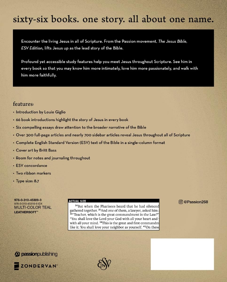 The Jesus Bible Artist Edition, ESV, Leathersoft, Multi-color/Teal