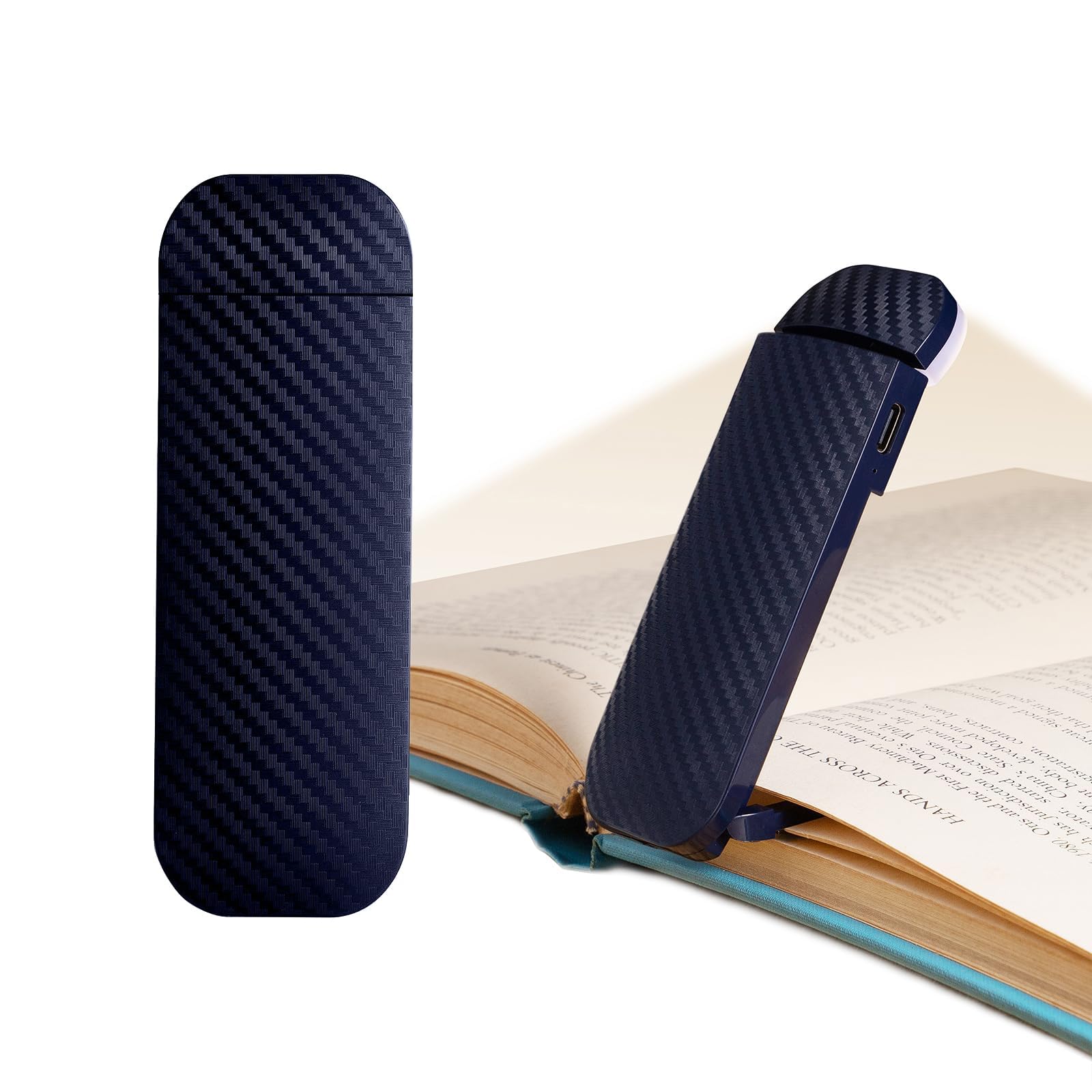Book Reading Light, Rechargeable Clip on Booklight, Eye Caring 3 Color Temperatures & 5 Brightness Levels, Night Use for Bed, Long Lasting, Reading at Night in Bed, Deep Blue