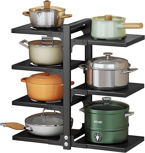 Pots and Pans Organizer for Cabinet, Heavy Duty Pot Pan Rack under Sink Organizers and StorageKitchen Cabinet Organizer with 7 Tiers