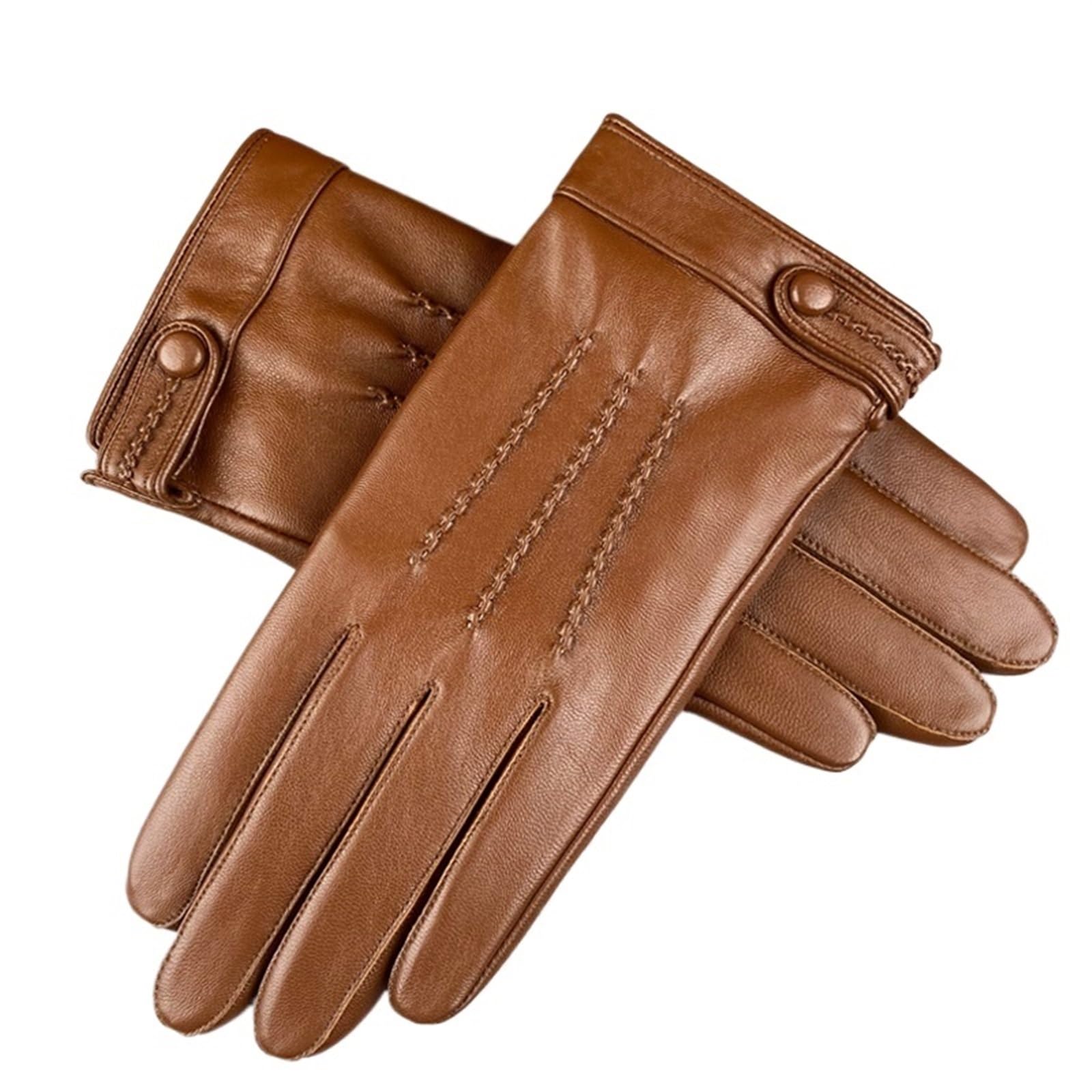 Guantes de cuero for hombre, otoño e invierno, resistentes al viento, cálidos, for negocios, con pantalla táctil, guantes dedo completo Guantes de Punto para Hombre