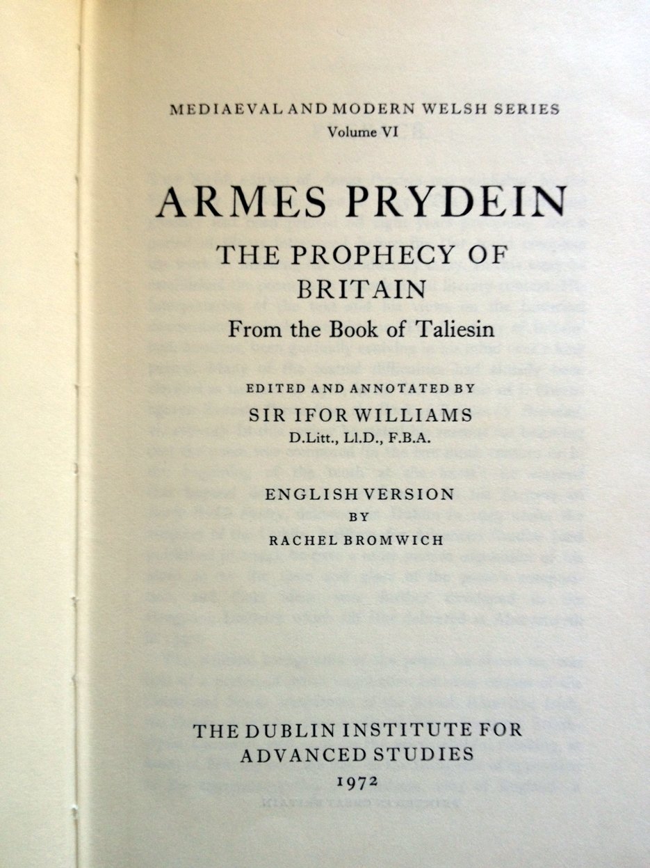 Armes Prydein The Prophecy of Britain, from the Book of Taliesin