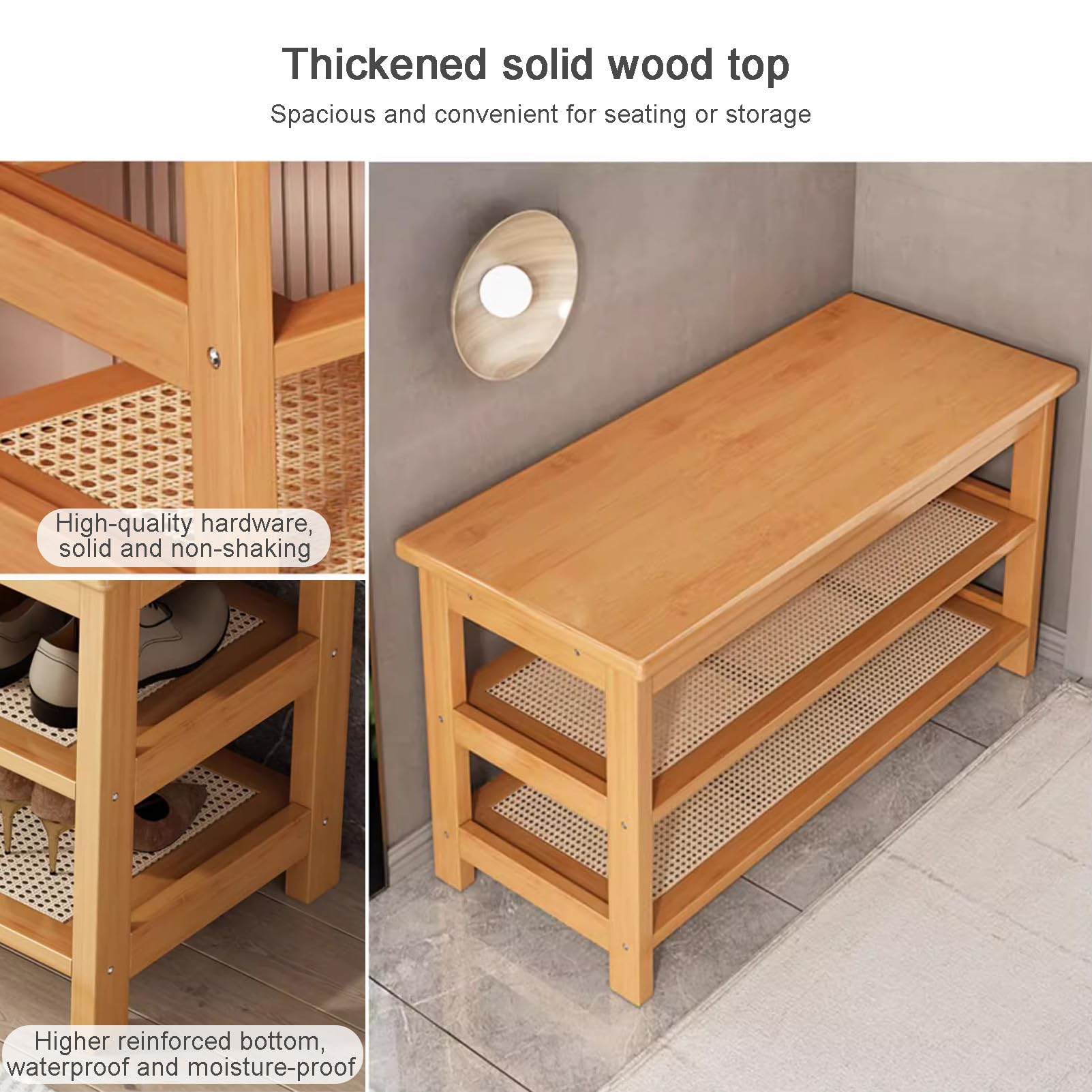 Panca Scarpiera HOMCOM In Bambù - 3 Livelli, Seduta, 70x28x45 Cm, Per Ingresso O Corridoio - Foto 2