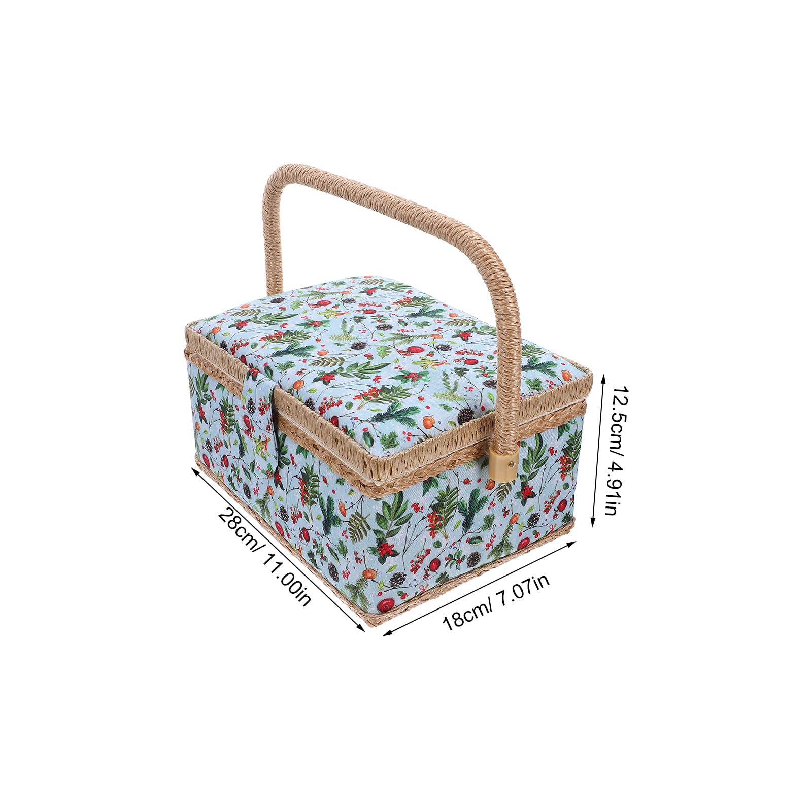 Cesta de costura con diseño clásico de tela, organizador grande de suministros de costura y estuche de almacenamiento, caja de bordado portátil para principiantes