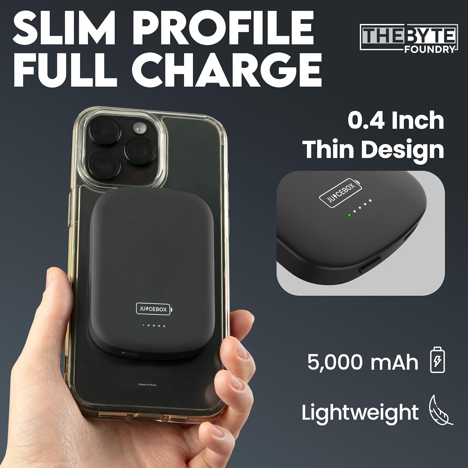 Juicebox for MagSafe Portable Charger 5000mAh – USB-C Wireless Magnetic Power Bank for iPhone 12/13/14/15/16 Pro/Max, Google Pixel, and Samsung Galaxy, Battery Pack