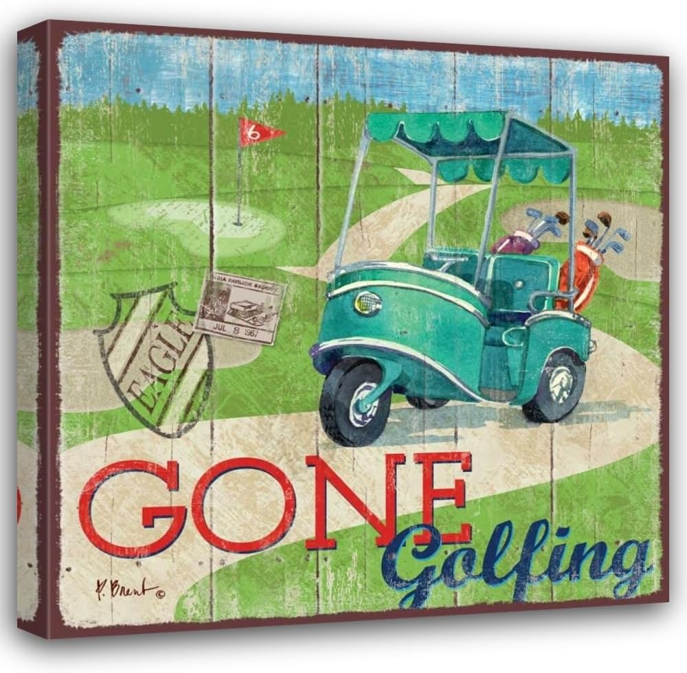 Brent, Paul 20x20 Black Modern Framed Art Print Titled Golf Time IV