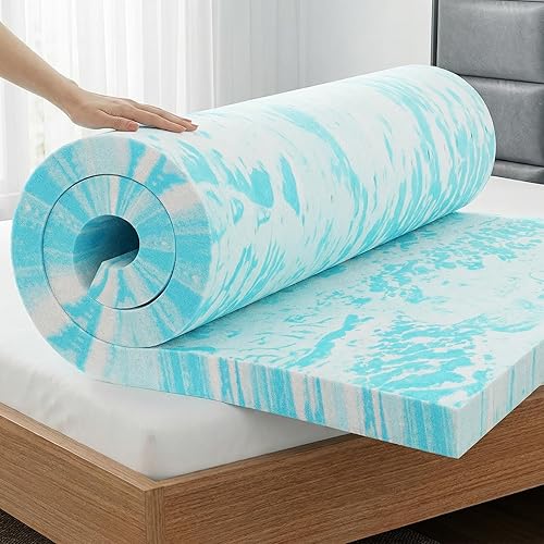 OLIXIS Gel Memory Foam Mattress Topper, Queen 3 Inch, Cooling Gel Infused Soft Comfy Breathable, Pressure-Relieving, CertiPUR-US Certified