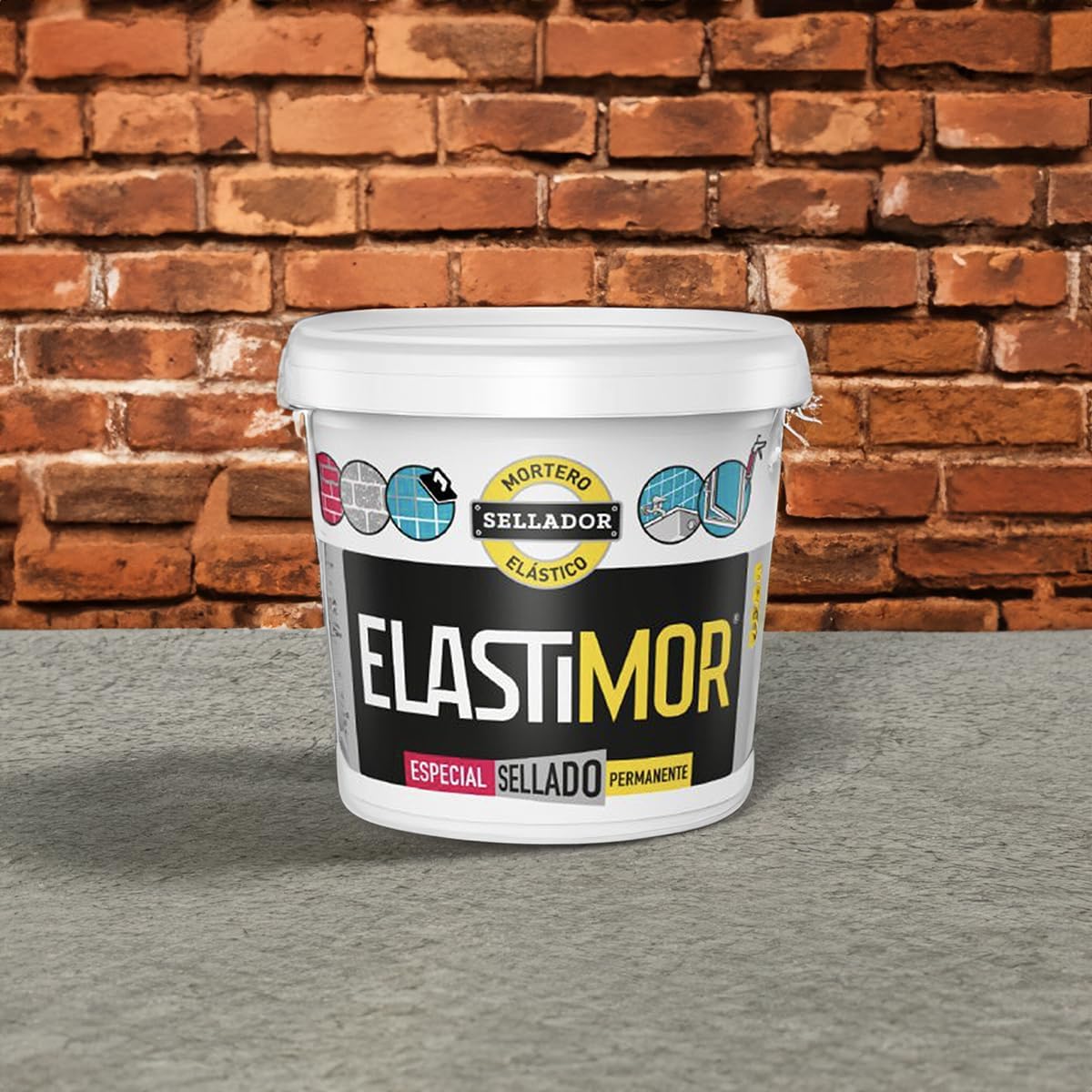 ELASTIMOR Mortero Sellador, Cemento Express, Impermeable, para encintados, llagueados, sellados, rejunteados, reparaciones, Cubo 6 Kg