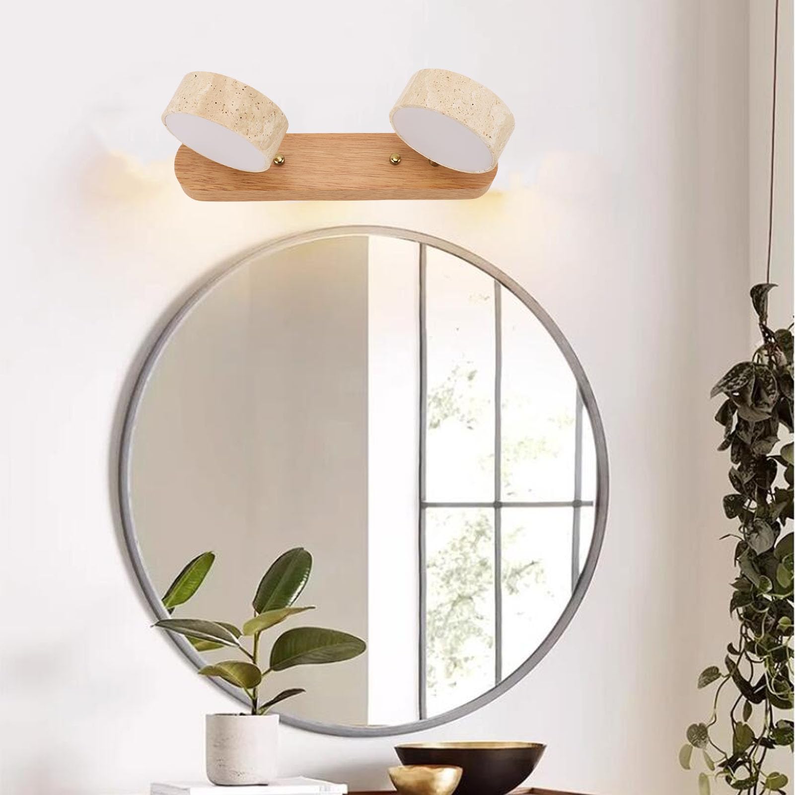 Greensen Moderna Lámpara de Pared Cilíndrica, Lámpara de Pared única para Entradas, Cocinas y Vestidores (Color de madera)