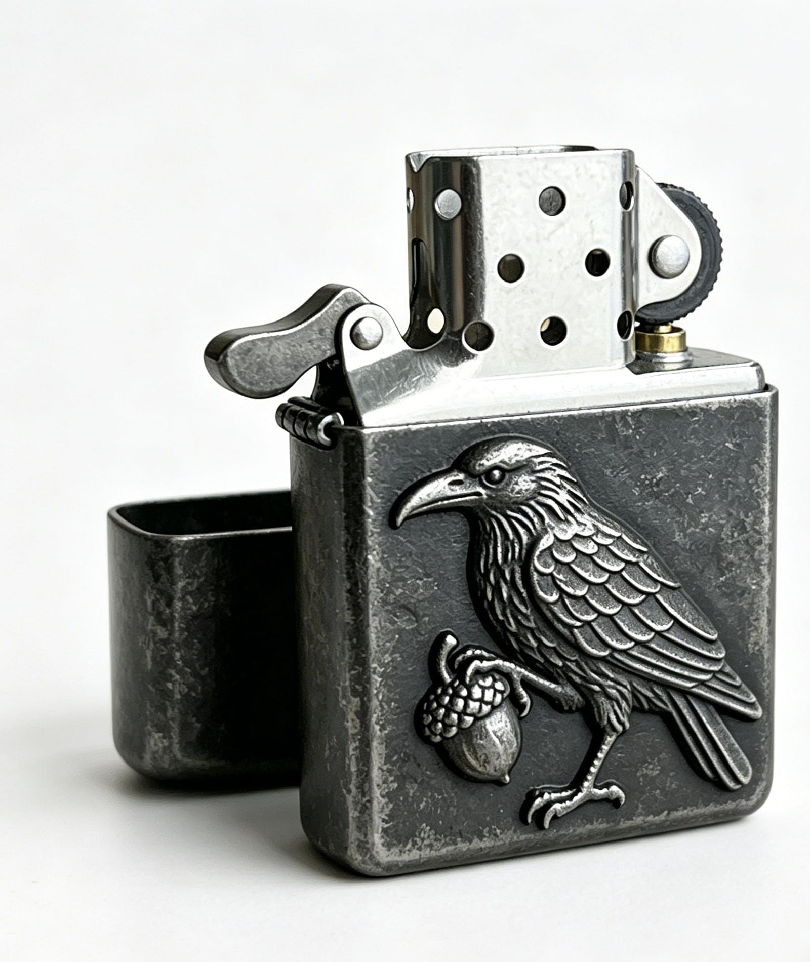 Carving Bird Trench Lighter Reusable Vintage Kerosene Grinding Wheel Lighter for Collection Decorative Gift Present (A)