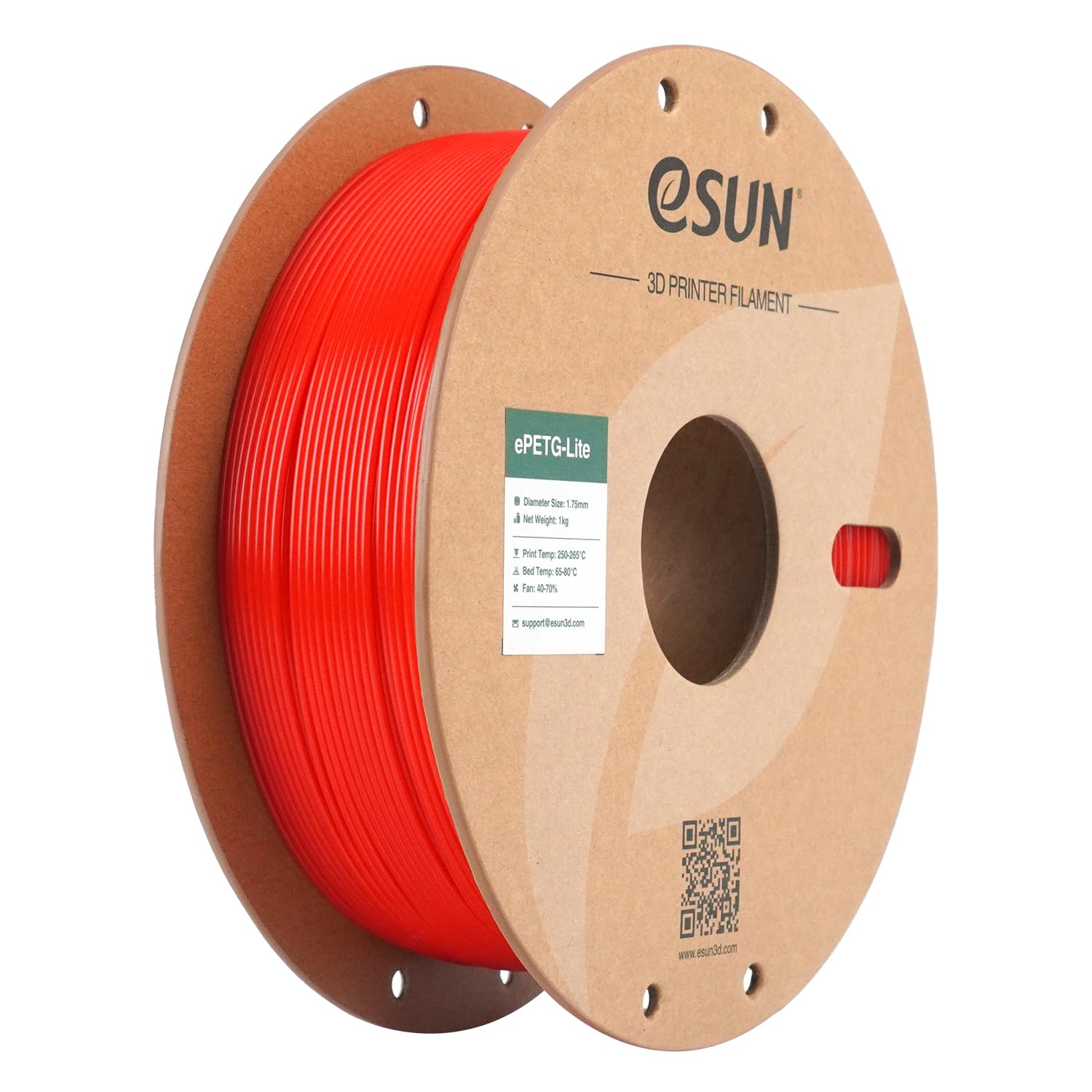eSUN PETG filamento 1,75 mm, filamento PETG Basic ad alta tenacità, bobina da 1 kg (2,2 libbre) per stampanti 3D, Rosso unicolore