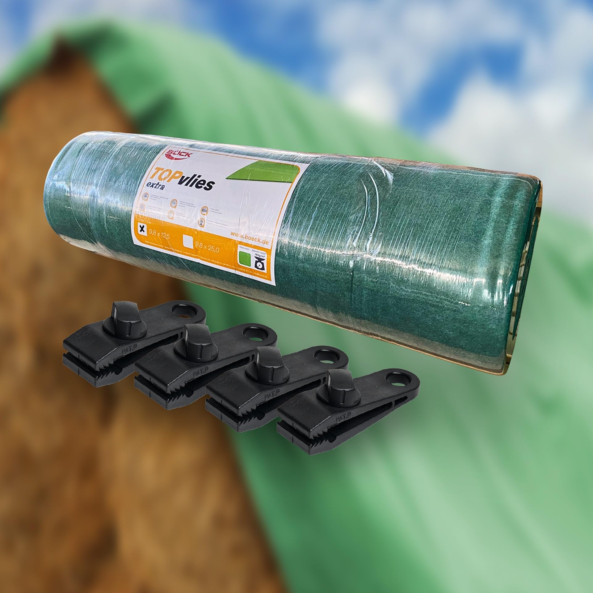 Böck TOPvlies Strohvlies 10,4 x 12,50 m I Stabiles 140 g/m² Schutzvlies I Extrem reißfestes Heuvlies für langfristigen Schutz I Abdeckvlies wetterfest & UV-beständig