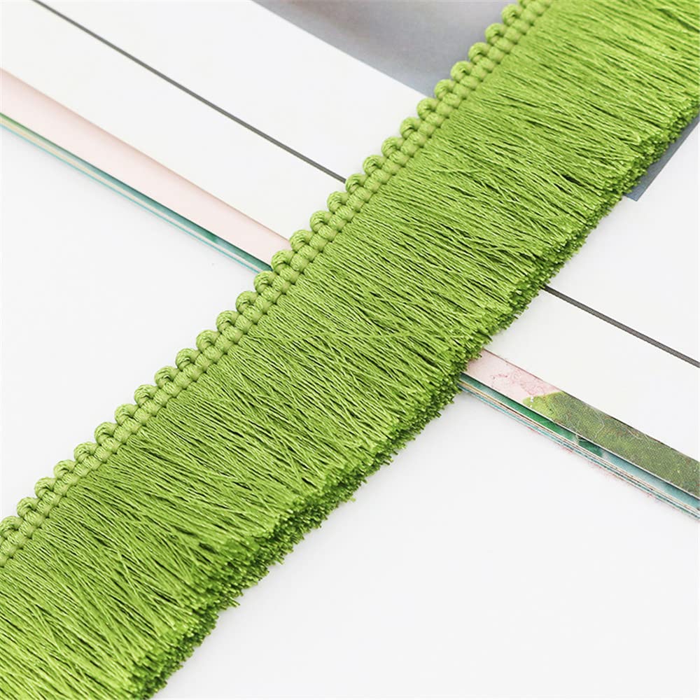 15 Meters 2.8cm Fringe Tassel Trim Fringe Trim Macrame Tassel Ribbon Cotton Tassel Lace Edging Trim Ribbon Lace Trim Fabric for Clothes Curtain Blanket Hammock Umbrella Decor Sewing (Avocado Green)