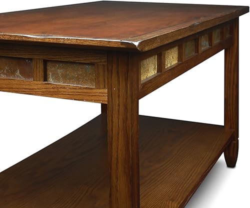 Miniatura 5 de Leick Home Sibley - Mesa de café, madera maciza, detalles de azulejos de pizarra, estante inferior de exhibición, fácil montaje, sala de estar,