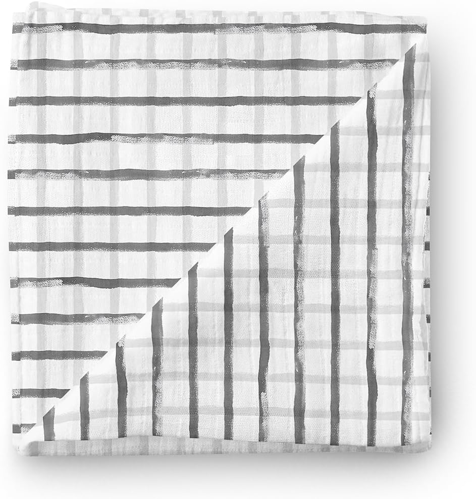 Aenne BabyMuslin Swaddle Blanket for Boys & Girls, Infant Toddler Quilt, Luxurious Wrap, Soft and Silky Stroller & Nursing Cover, Grey Watercolor Mesh Blankie, Large 47"x 47", 1 Pack