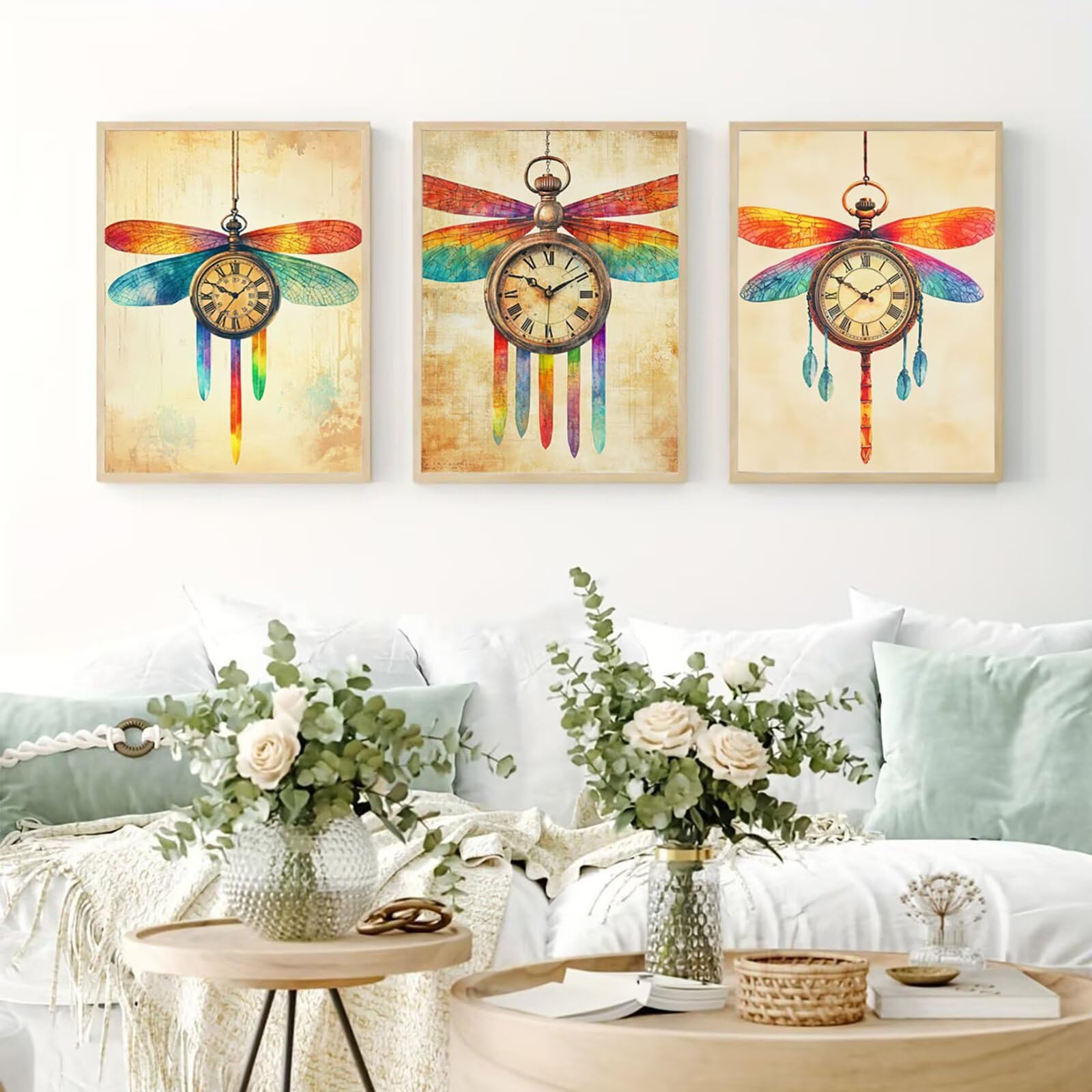 Generico Cnyaunfi 3 Pezzi Beige Pittura Diamante Fai-Da-Te, 5D Giallo Diamond Painting Kit Completo per Hobby Creativi Adulti, Per La Decorazione Della Parete Di Casa 70x90cm YF-3566