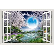 Painting Wall Stickers Removable Wall Decor Wallpaper Posta Decorative Painting Fashion Decor 3D Stereoscopic Landscape Design for Office Living Room Bedroom 12,49 x 31.5 inches