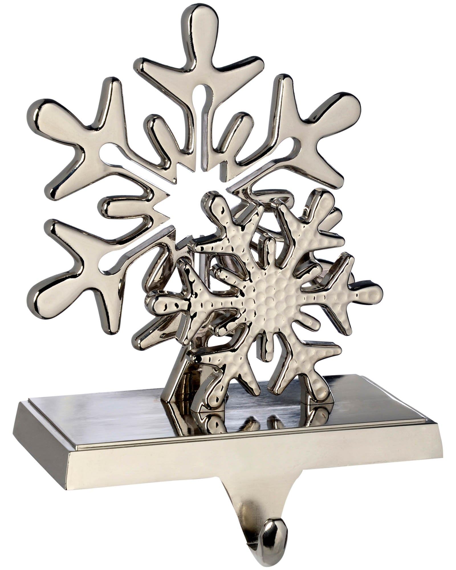 WeRChristmas 2pcs Silver Plated Snowflake Stocking Holder Christmas