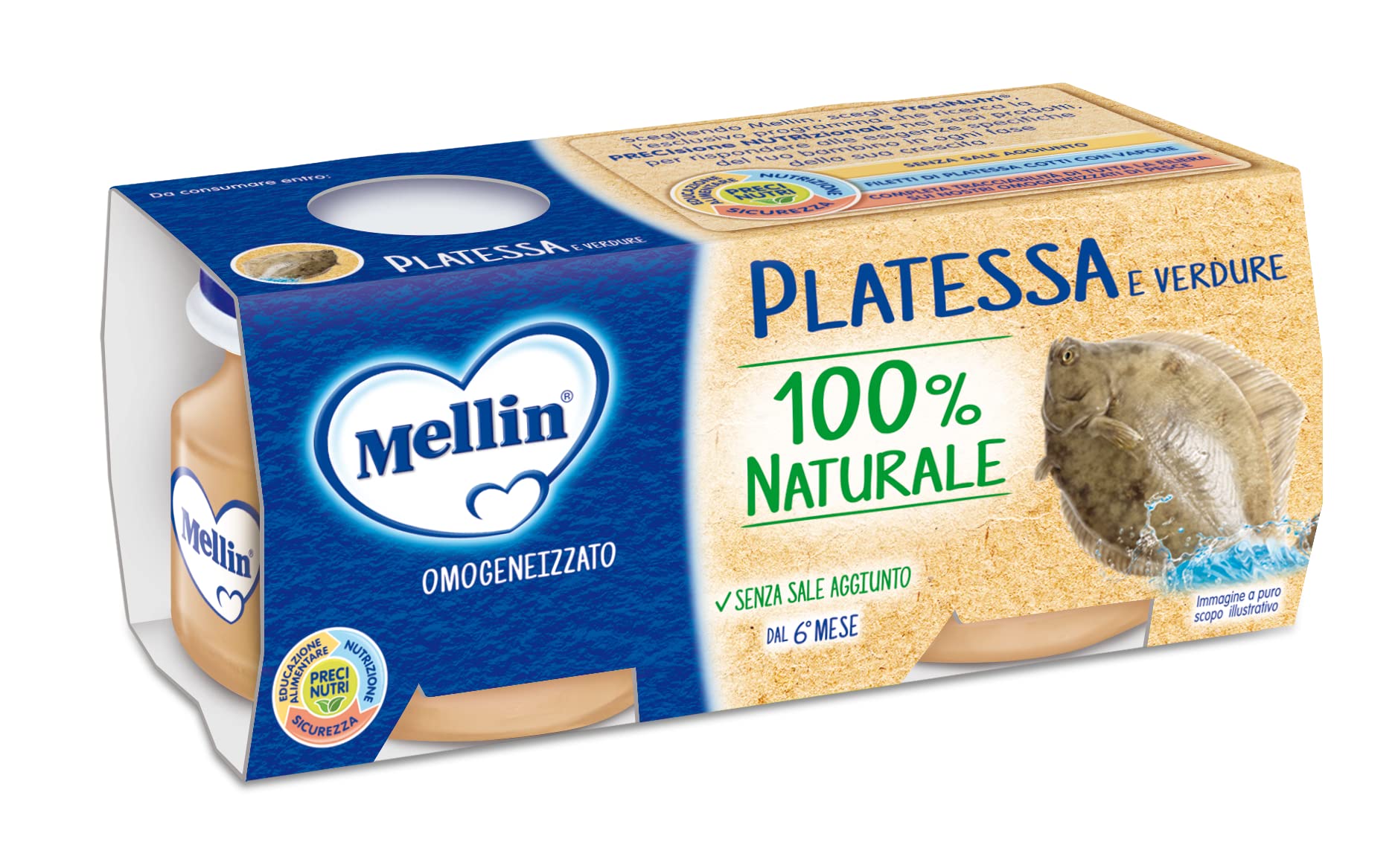 12 Omogeneizzati Pesce con Verdure, 100% Naturale, 8 x 80 g Platessa, 8 x 80 g Orata e 8x 80 g Spigola - 24 Vasetti x 80 g