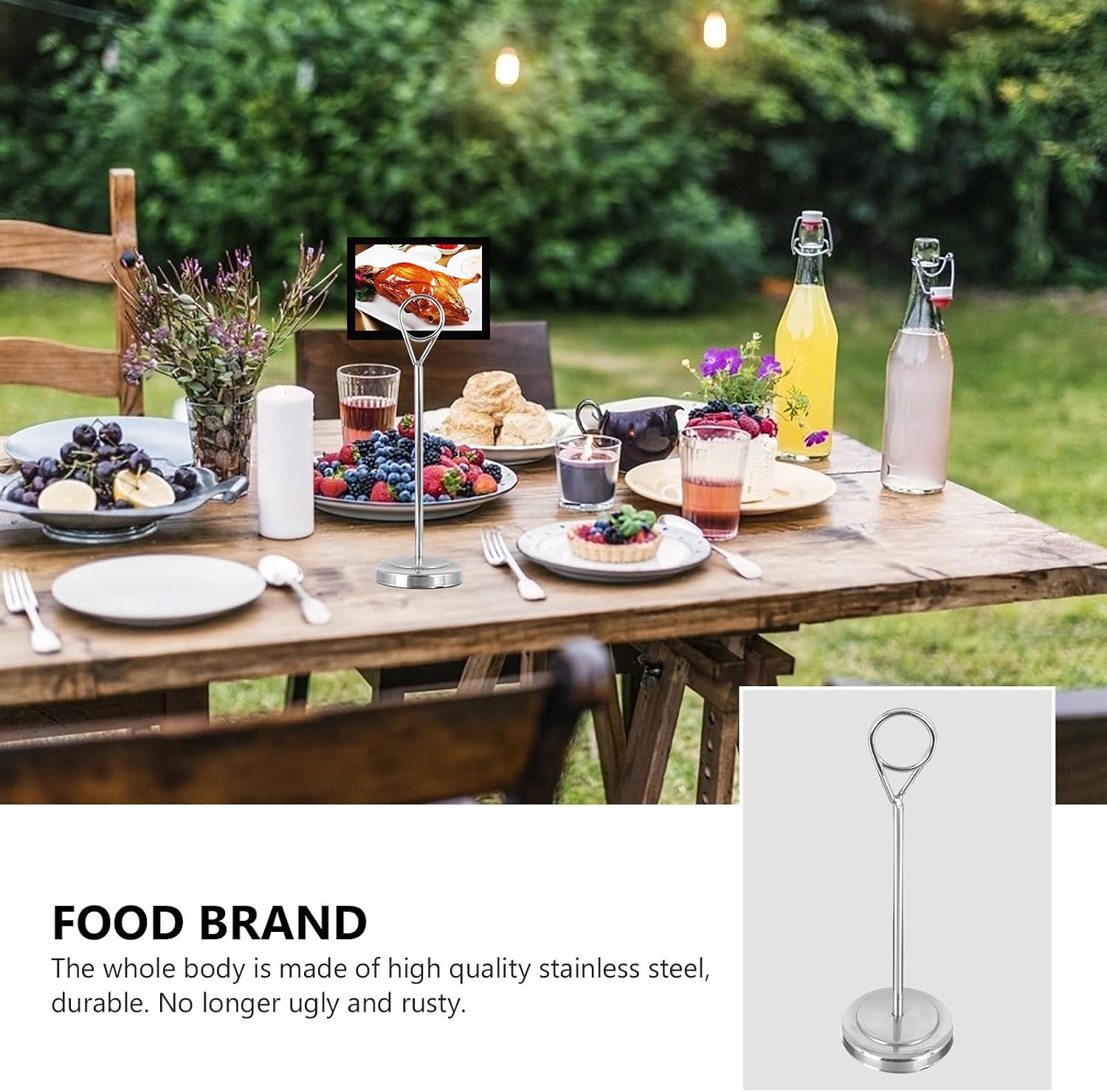 Stainless Steel Ring Table Holder 6-inch Silver Dining Table Cards Stand Menu Display Rack for Restaurant Buffet Place Card Holder