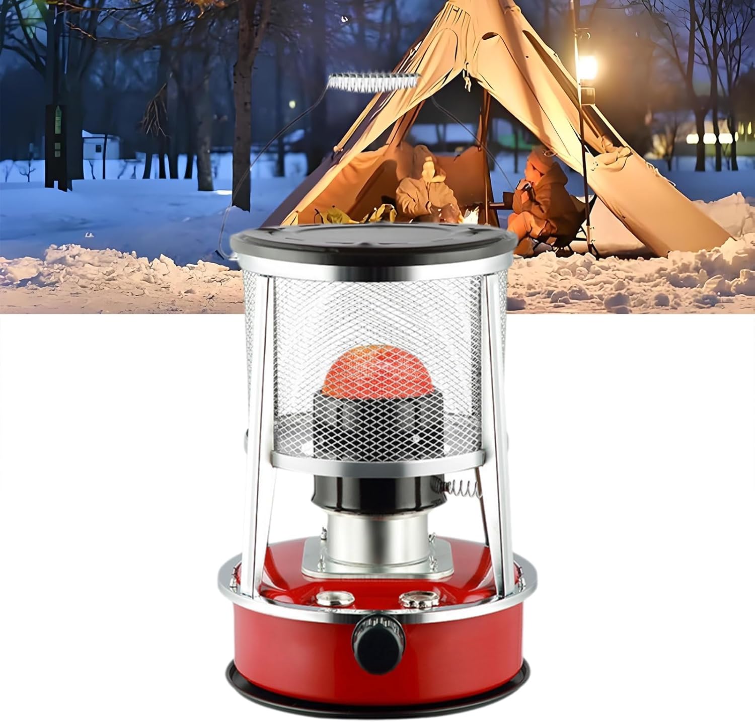 9000 Btu Portable Kerosene Heater and Stove Non-electric Heating Device, Suitable for Tent Cooking, Ice Fishing, Home Use, and Survival Emergency Scenarios(Red)