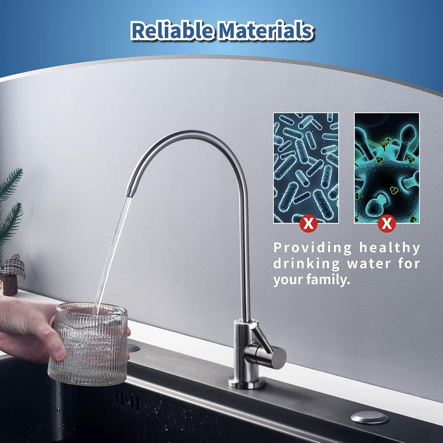Rubinetto Per Depuratore Acqua In Acciaio Inox - Cromato, Rotazione 360°, Per Filtri RO E Osmosi Inversa, Filetto 1/4 Di Pollice