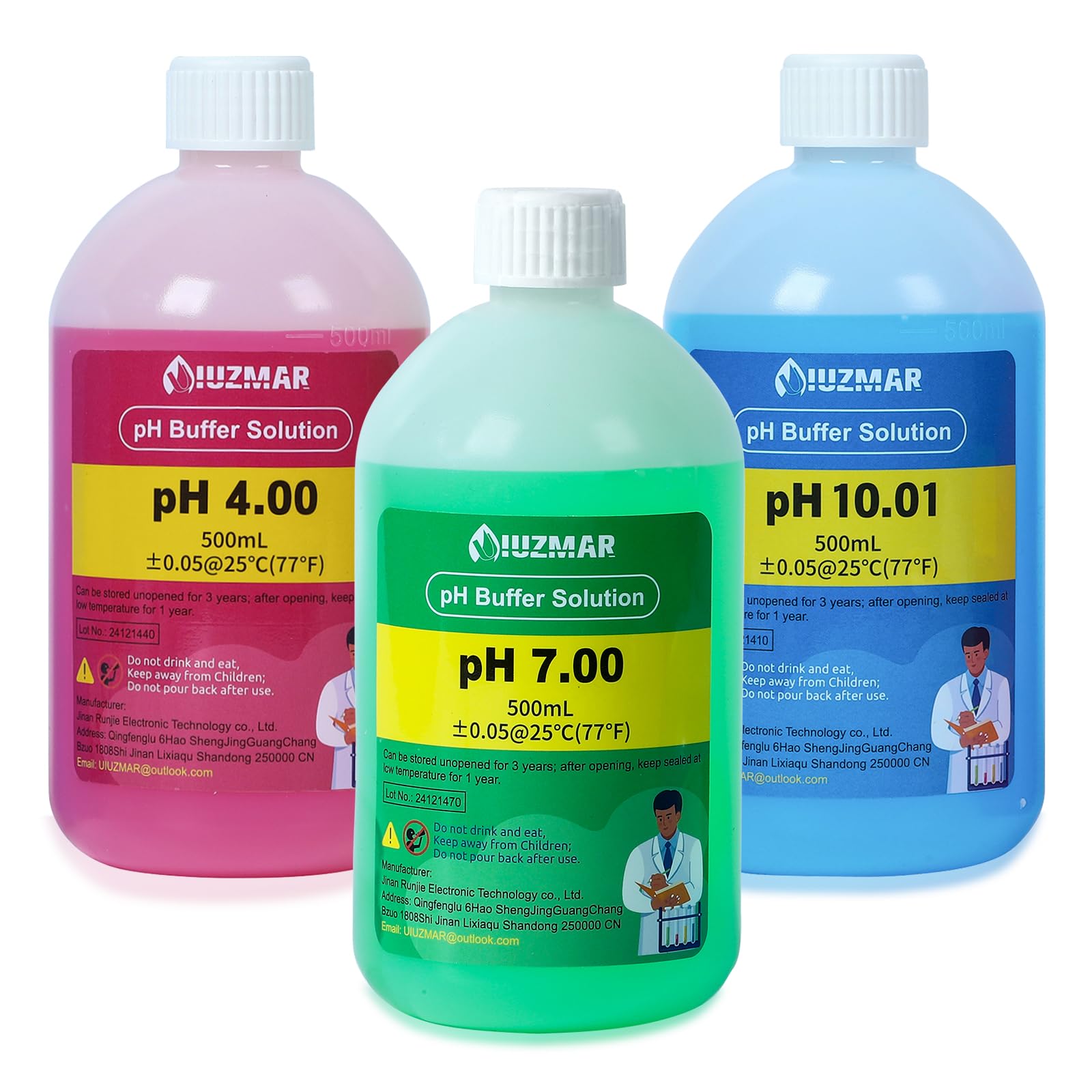 Calibration Solution pH 4.00 7.00 and pH 10.01, Liquid Solution pH 4.00 7.00 and pH 10.01 of 500 ml with 30 ml Measurement, Buffer Solution pH 4 7 10 per pH, pH Meters-image-24