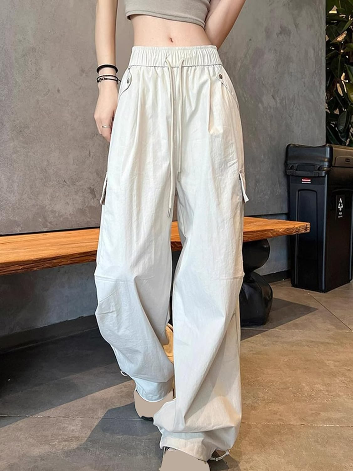 [MeipingQu] カーゴパンツ レディース ゆったり ワイド ルーズ ズボン ボトムス おしゃれ かわいい 動きやすい 女性用