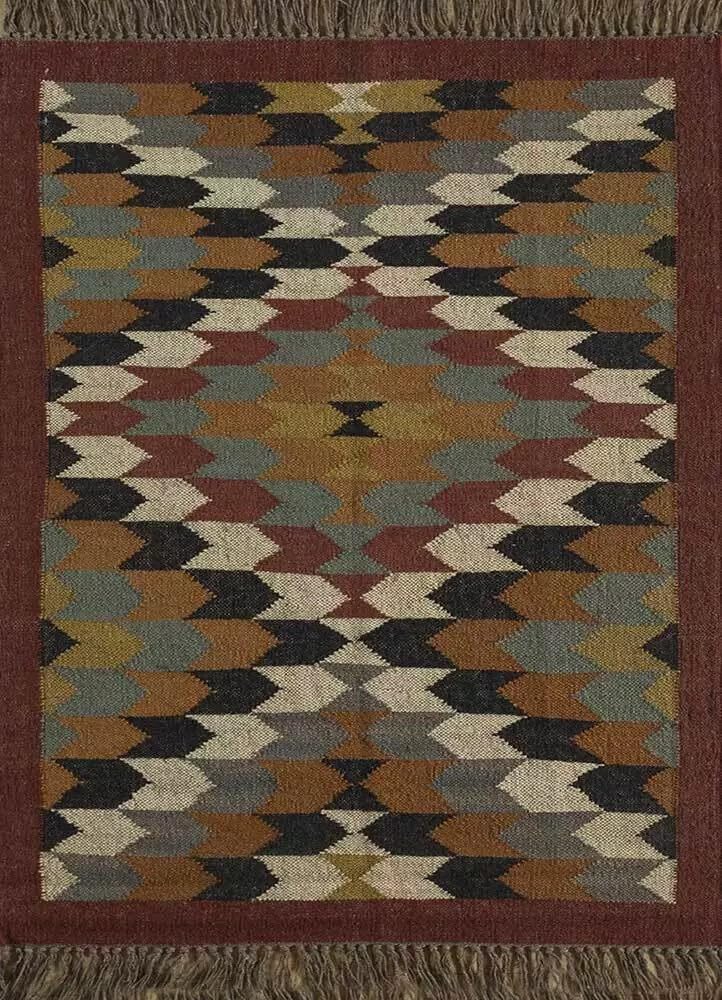 Tapis tissé à plat fait main anti-plis pour entrée et salon