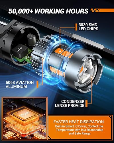 Miniatura 6 de SEALIGHT Bombilla LED 3156 3157, luces intermitentes ámbar, 3056 3457A 4057 4157 bombilla LED con proyector HD y reemplazo de resistencia adicional