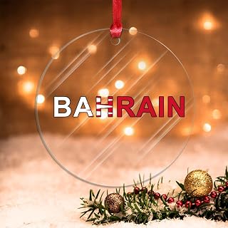 Flag of Bahrain Tree Decoration Ornaments City Souvenir Gift Funny Christmas Hanging Decor Bahrain Flag Text Word Acrylic Christmas Ornament Winter Holiday Decoration