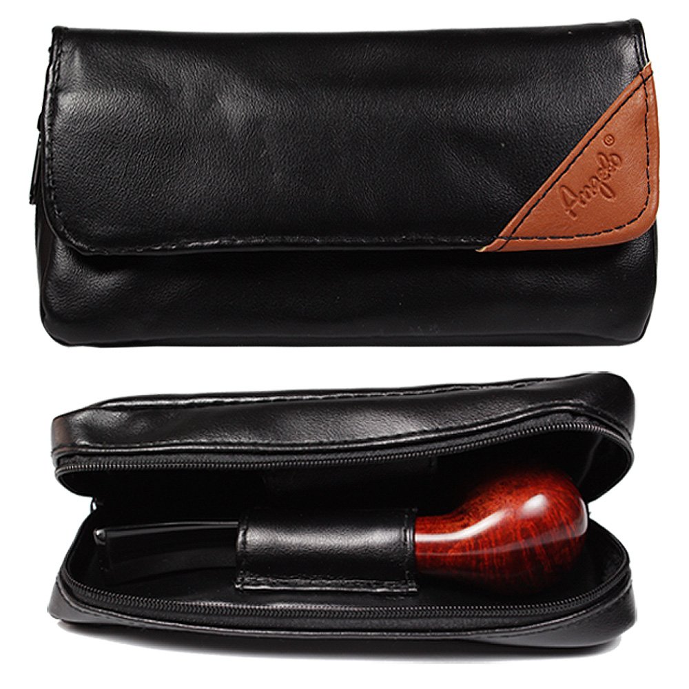 Sepilo Pfeifenset Volcano Bruyere Holz mit Meerschaum Meerschaumeinsatz Pfeife Set 9mm Aktivkohle Filter Pfeifentasche Pfeifenfeuerzeug Pfeifenbesteck Pfeifenreiniger (Volcano Rustic Orange 03)