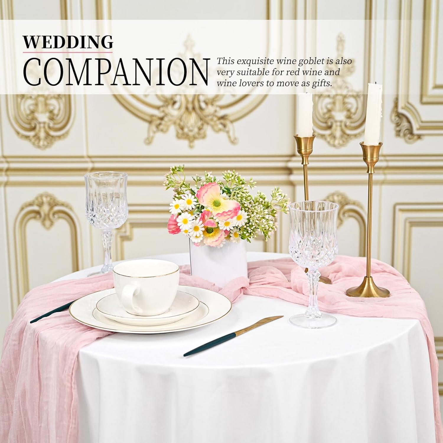 Pesonlook 48Pack Transparent Plastic Wine Glasses,Vintage Plastic Goblets for Parties, Transparent Drinking Glasses Crystal Water Goblets Reusable for Wedding Reception, Grand Event Party Supplies - Image 7