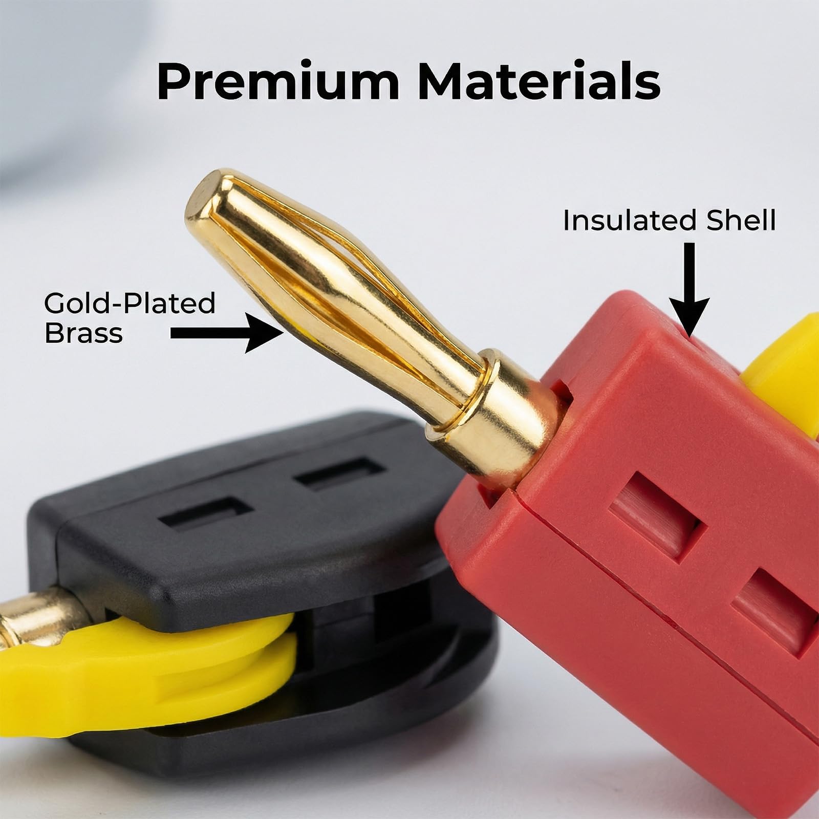 Fiches Banane 4 mm, 10 Pièces Connecteurs Banane 32A pour Enceintes HiFi, Amplificateurs et Câbles de Haut-Parleur - Compatible avec Fiches Banane Enceinte pour Une Connexion Audio Fiable