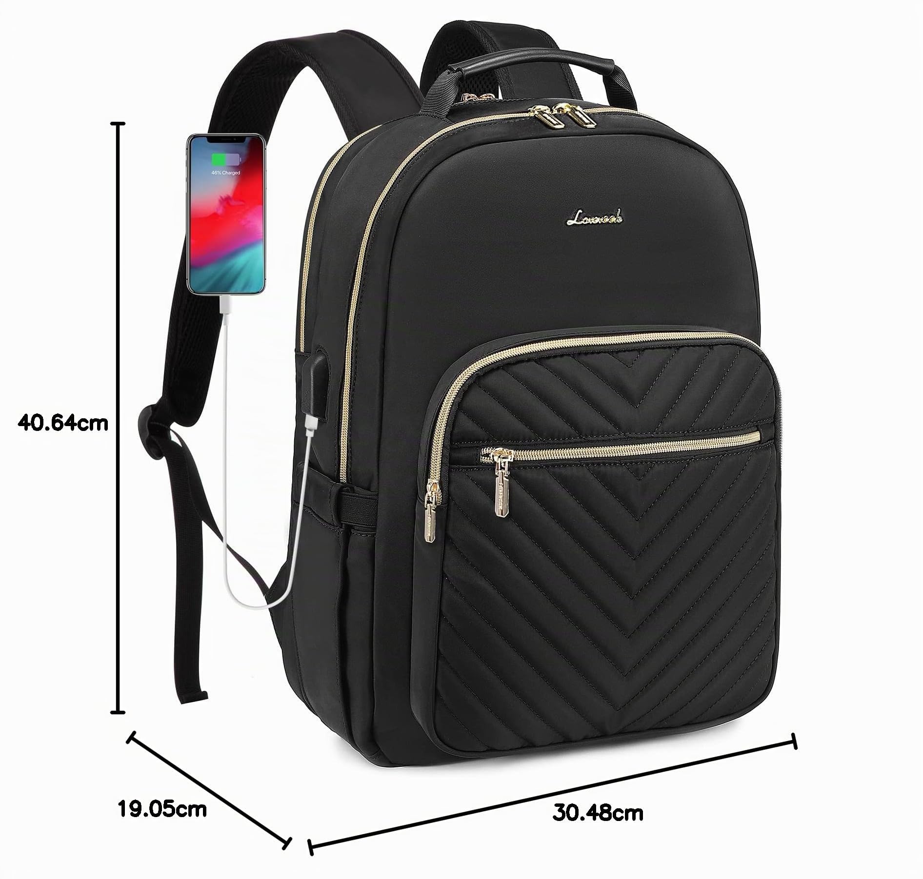 LOVEVOOK Sac à dos Ordinateur Portable Femme 14 15.6 17 18Pouces, Sac a dos Feminin Impermeable Elegant,Sac à dos Femme Antivol,Sac à Dos Grande Capacité Avec USB Port, Pour Collège Affaire Scolaire