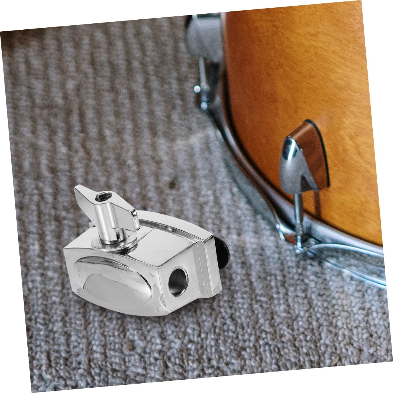 Hoement Support de Pied de Tom Basse en Alliage Argenté, Accessoire de Batterie Amovible Montage Rapide pour Tambour et Caisse Claire