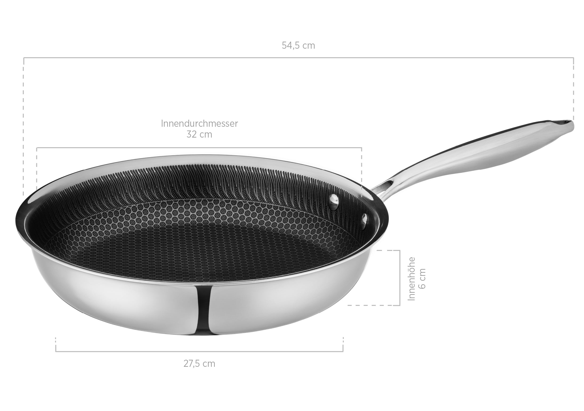 Padella Magefesa Essencial Inox 26cm - Acciaio Inossidabile Senza Antiaderente, Per Induzione - Foto 2