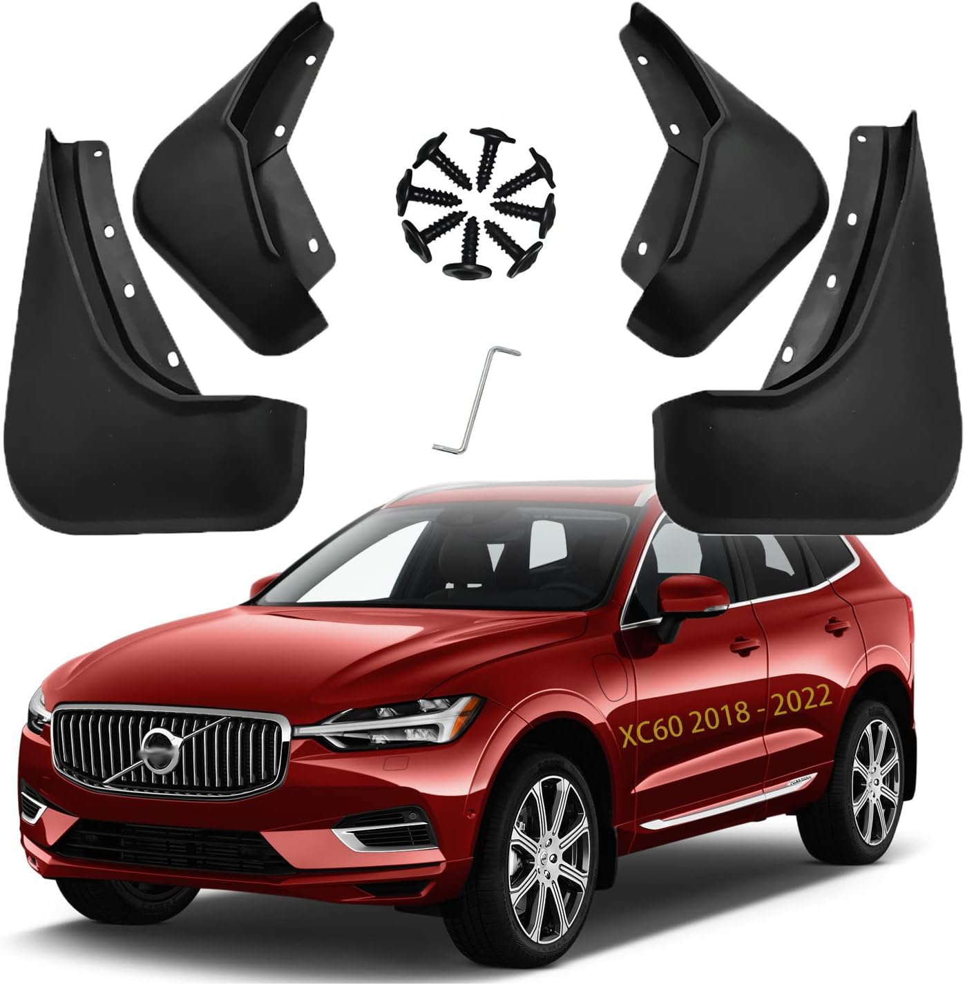 Mud Flaps Kit for Volvo XC60 2018-2022 Accessories Mud Splash Guard Mud Flap 2019 2020 2021 Front and Rear 4pcs
